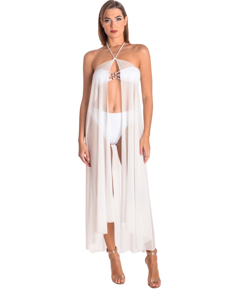 Solid Color Tulle Pareo Dress