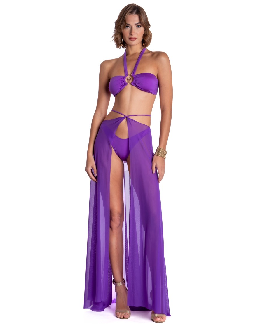 Solid Color Tulle Pareo Dress