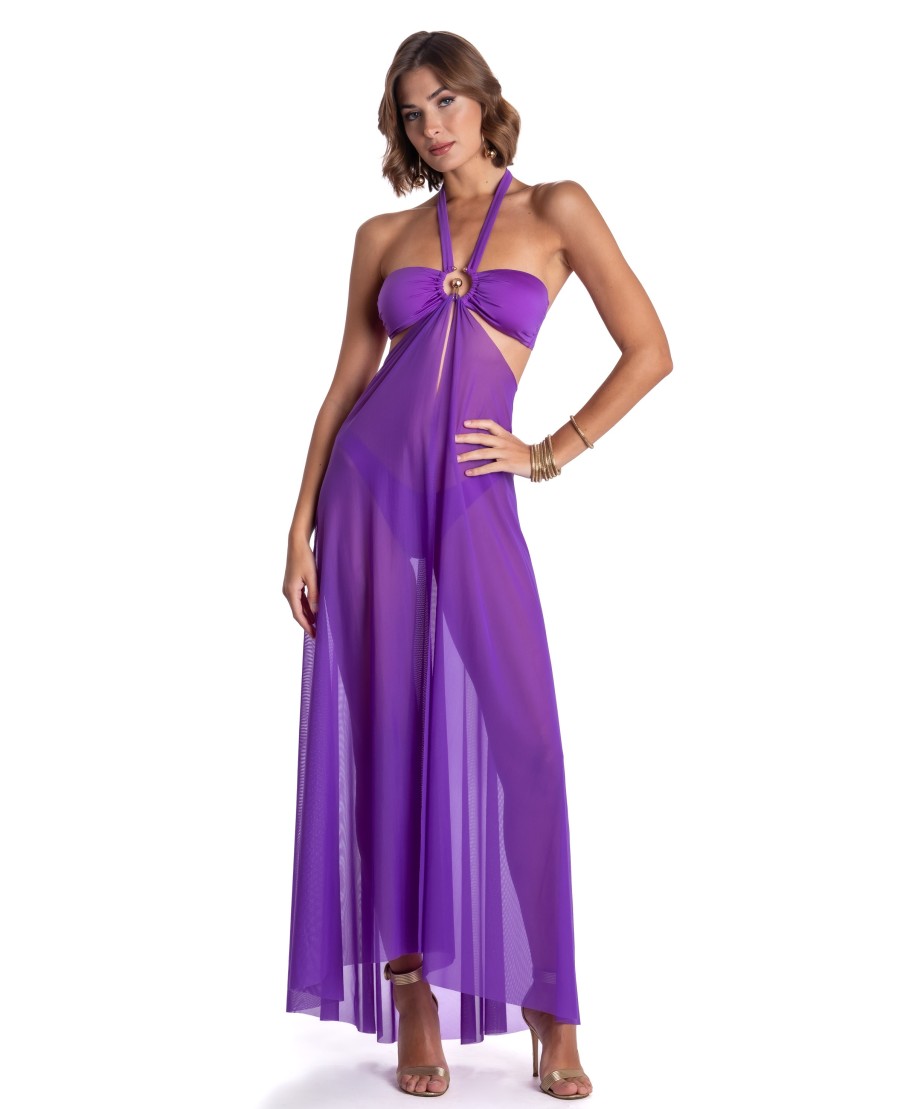 Solid Color Tulle Pareo Dress