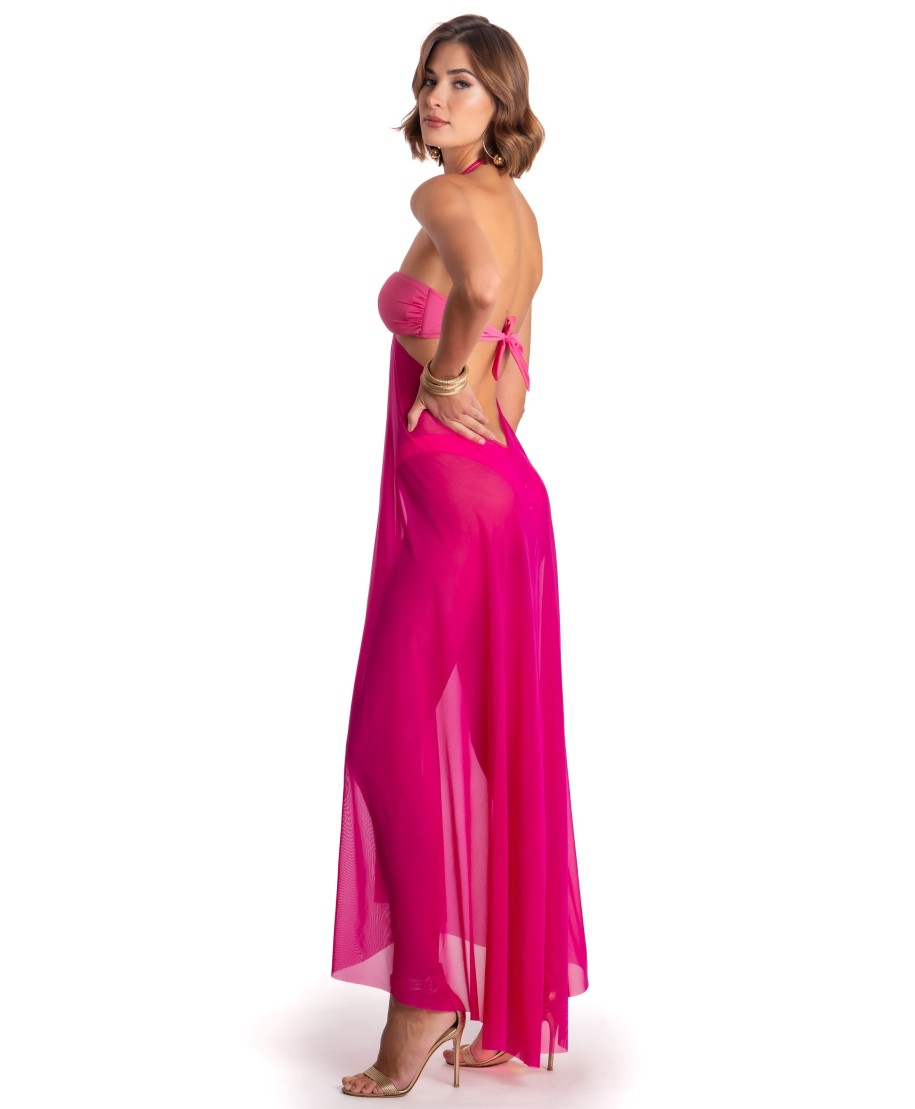 Solid Color Tulle Pareo Dress