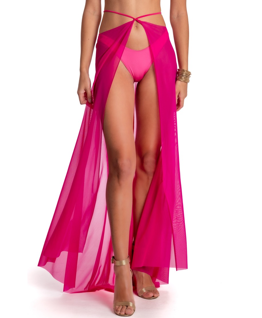 Solid Color Tulle Pareo Dress