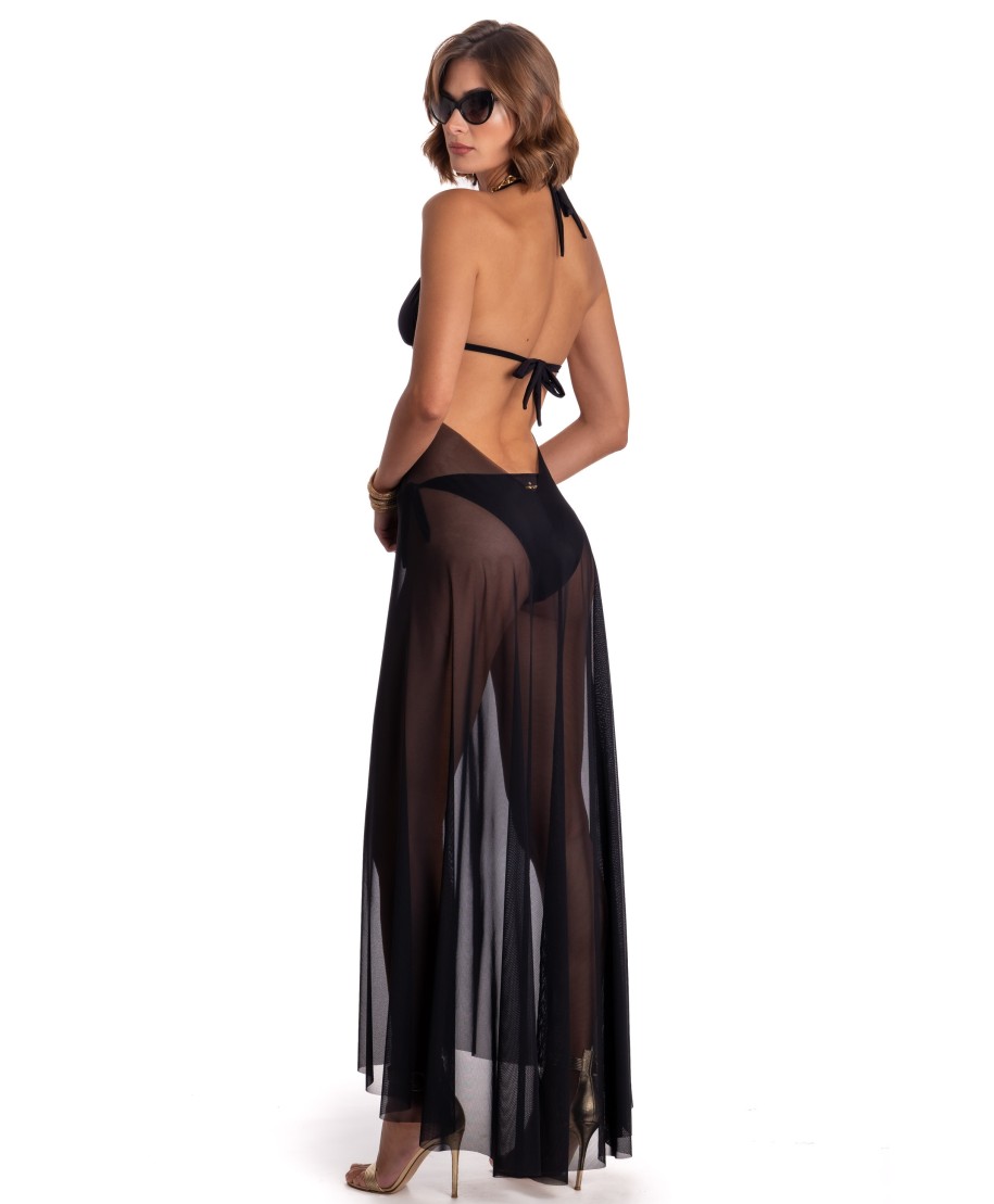 Solid Color Tulle Pareo Dress