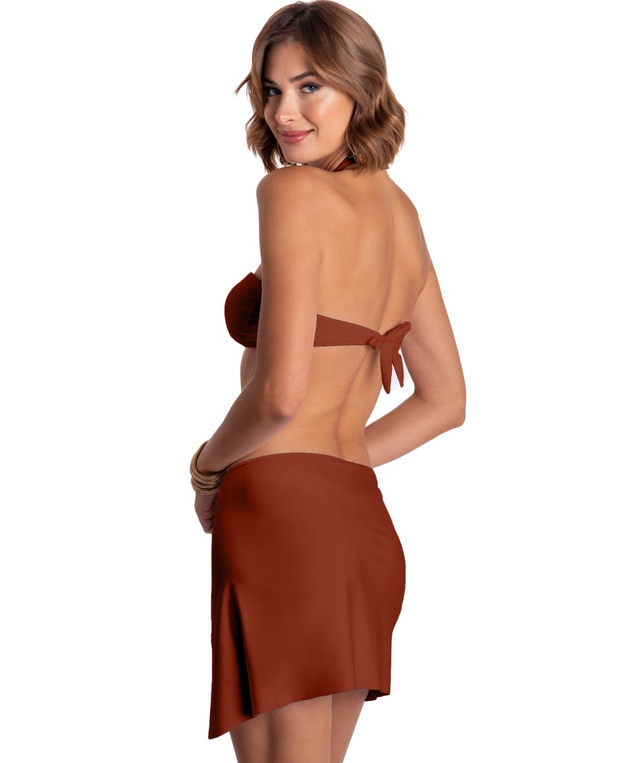 SOLID COLOR PAREO SHORT SKIRT WITH ACCESORY