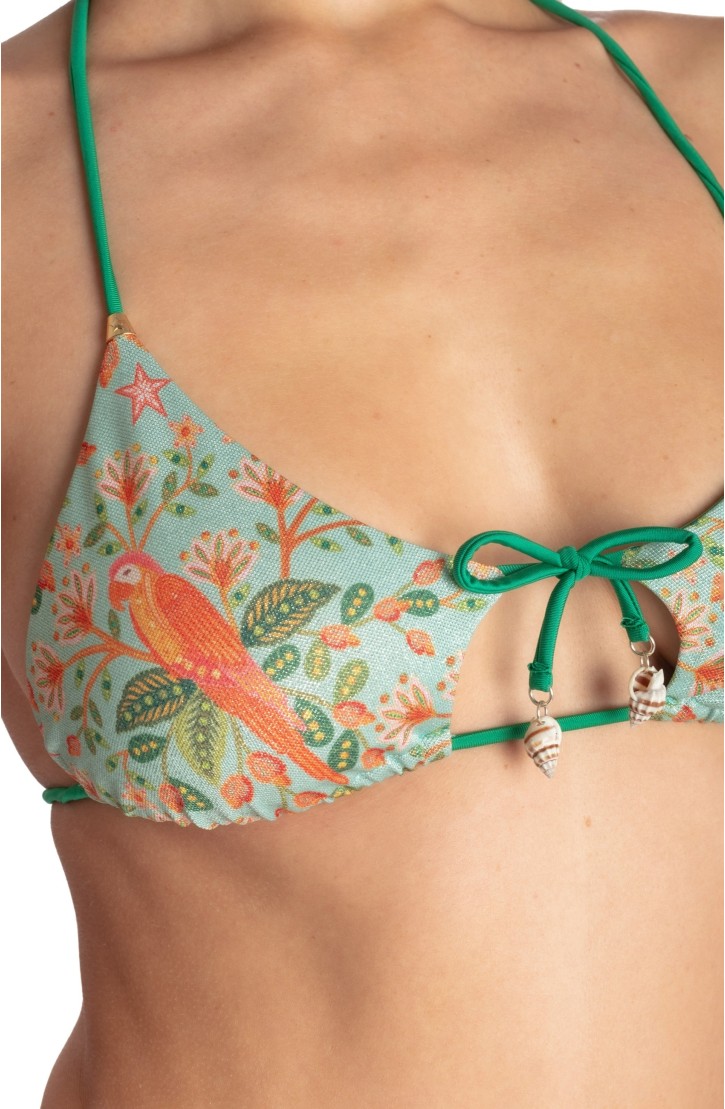 PADDED TRIANGLE TOP WITH SHELLS FLOWER BIRD PRINT