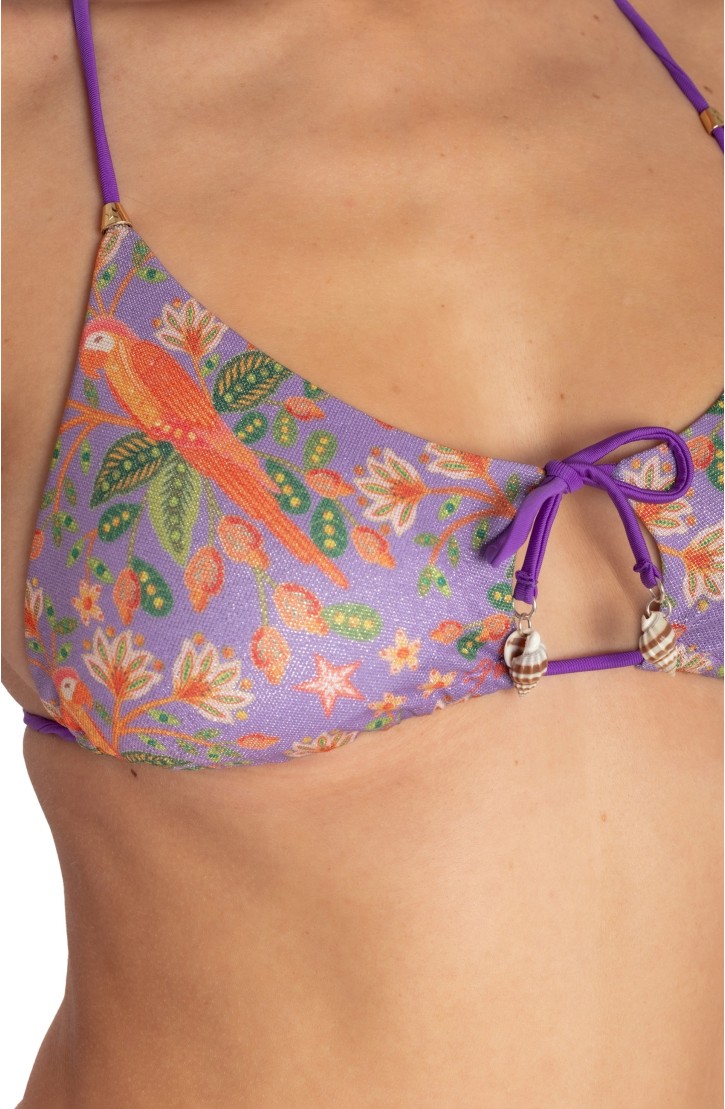 PADDED TRIANGLE TOP WITH SHELLS FLOWER BIRD PRINT