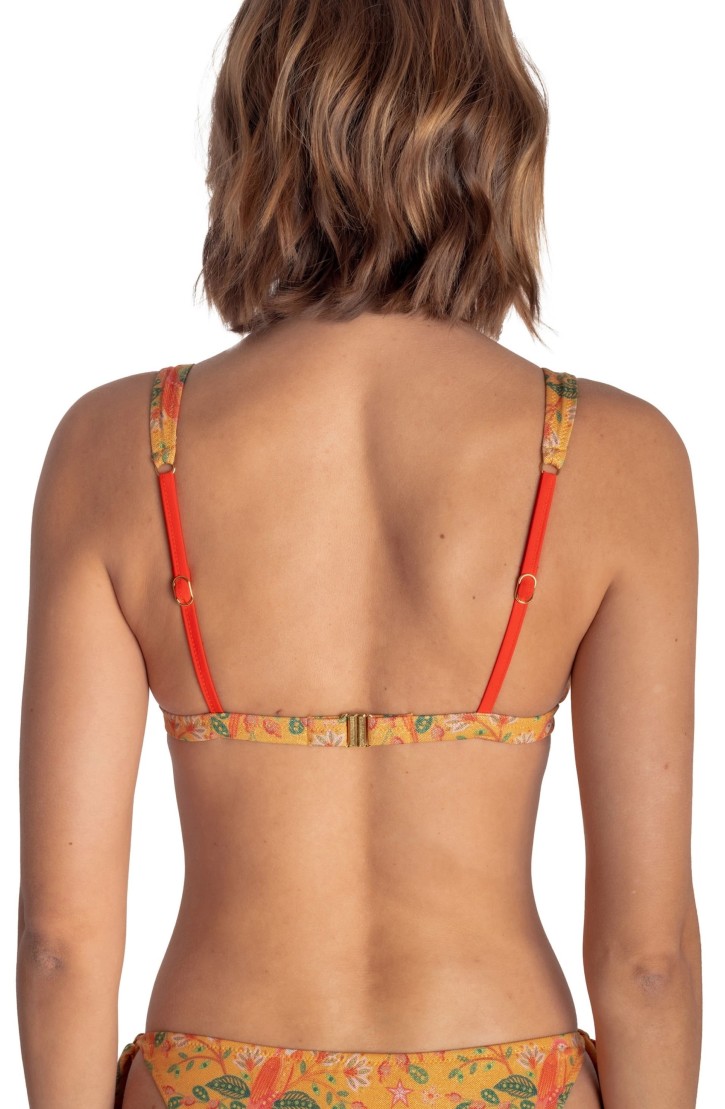 BRASSIERE BIKINI TOP WITH ACCESSORY FLOWER BIRD PRINT