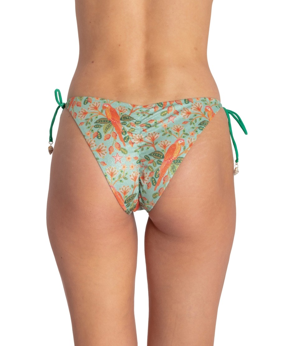 SLIP BIKINI BRASILIANA CON CONCHIGLIE STAMPA FLOWER BIRD