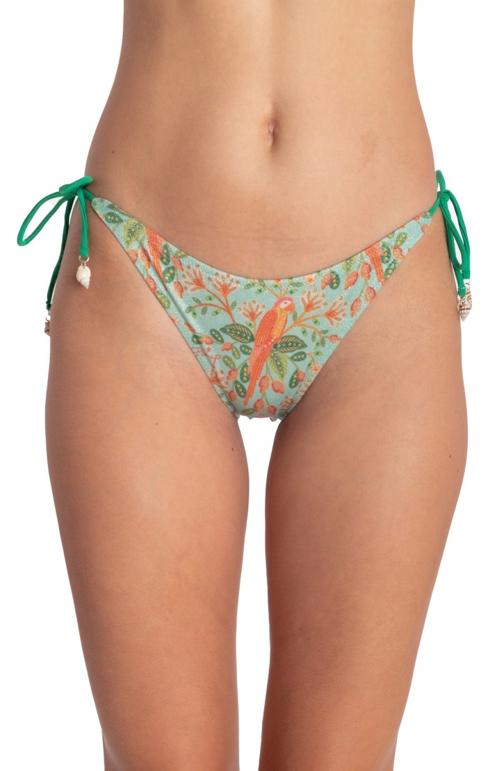 BRAZILIAN SLIP WITH SHELLS FLOWER BIRD PRINT
