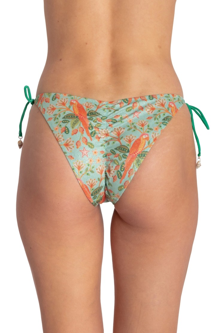 BRAZILIAN SLIP WITH SHELLS FLOWER BIRD PRINT