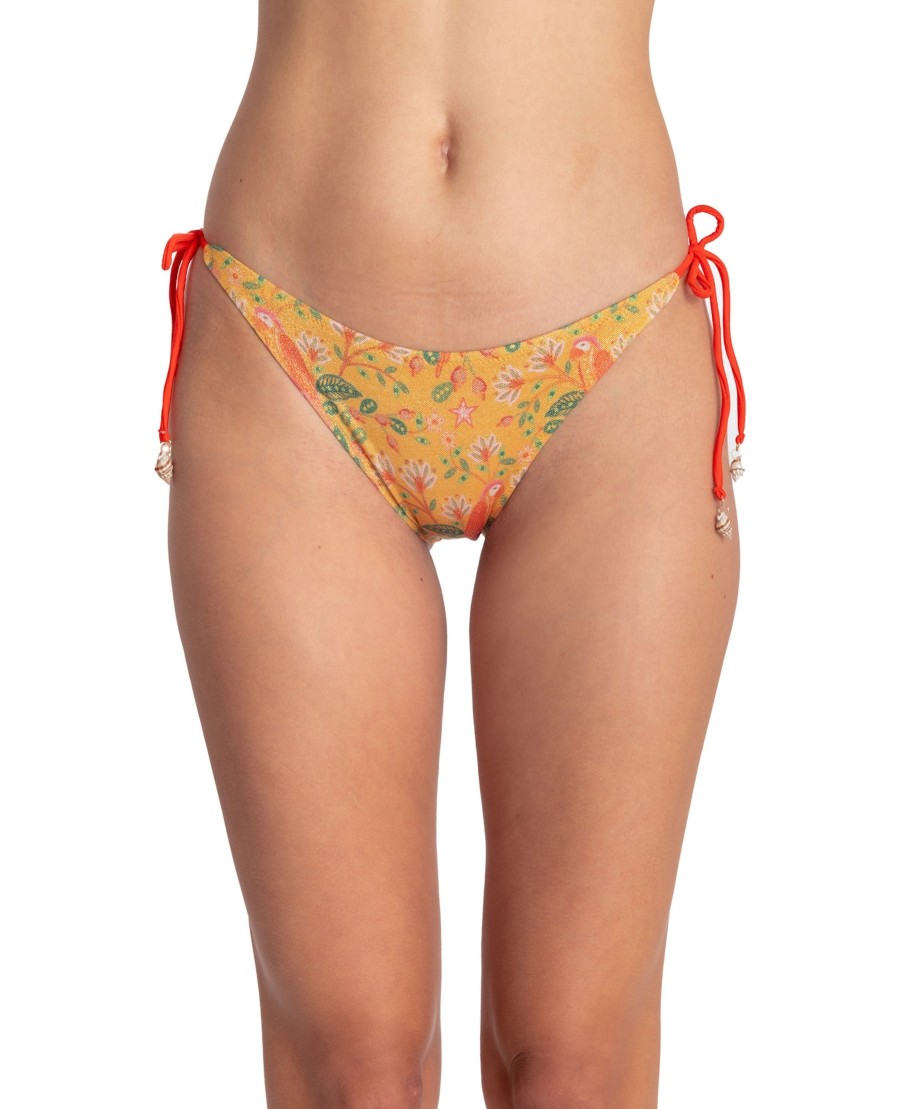 SLIP BIKINI BRASILIANA CON CONCHIGLIE STAMPA FLOWER BIRD