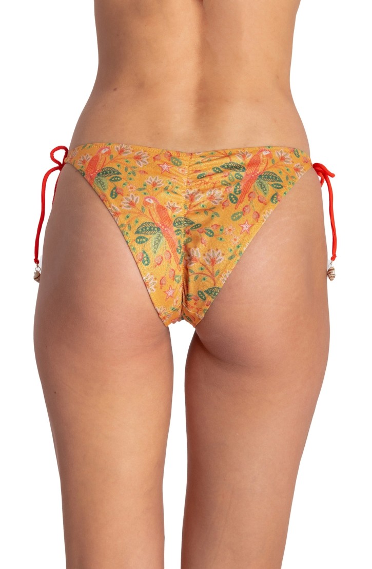 SLIP BIKINI BRASILIANA CON CONCHIGLIE STAMPA FLOWER BIRD