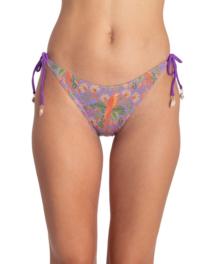 BRAZILIAN SLIP WITH SHELLS FLOWER BIRD PRINT