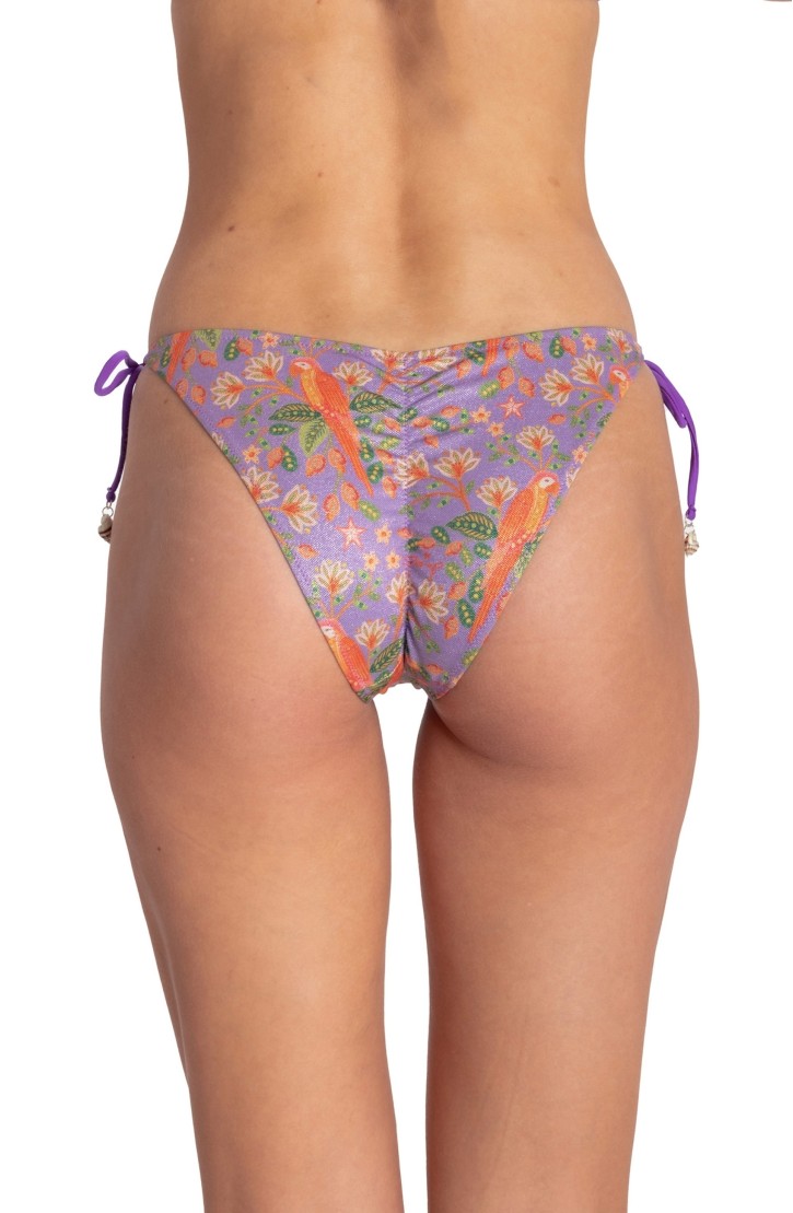 BRAZILIAN SLIP WITH SHELLS FLOWER BIRD PRINT
