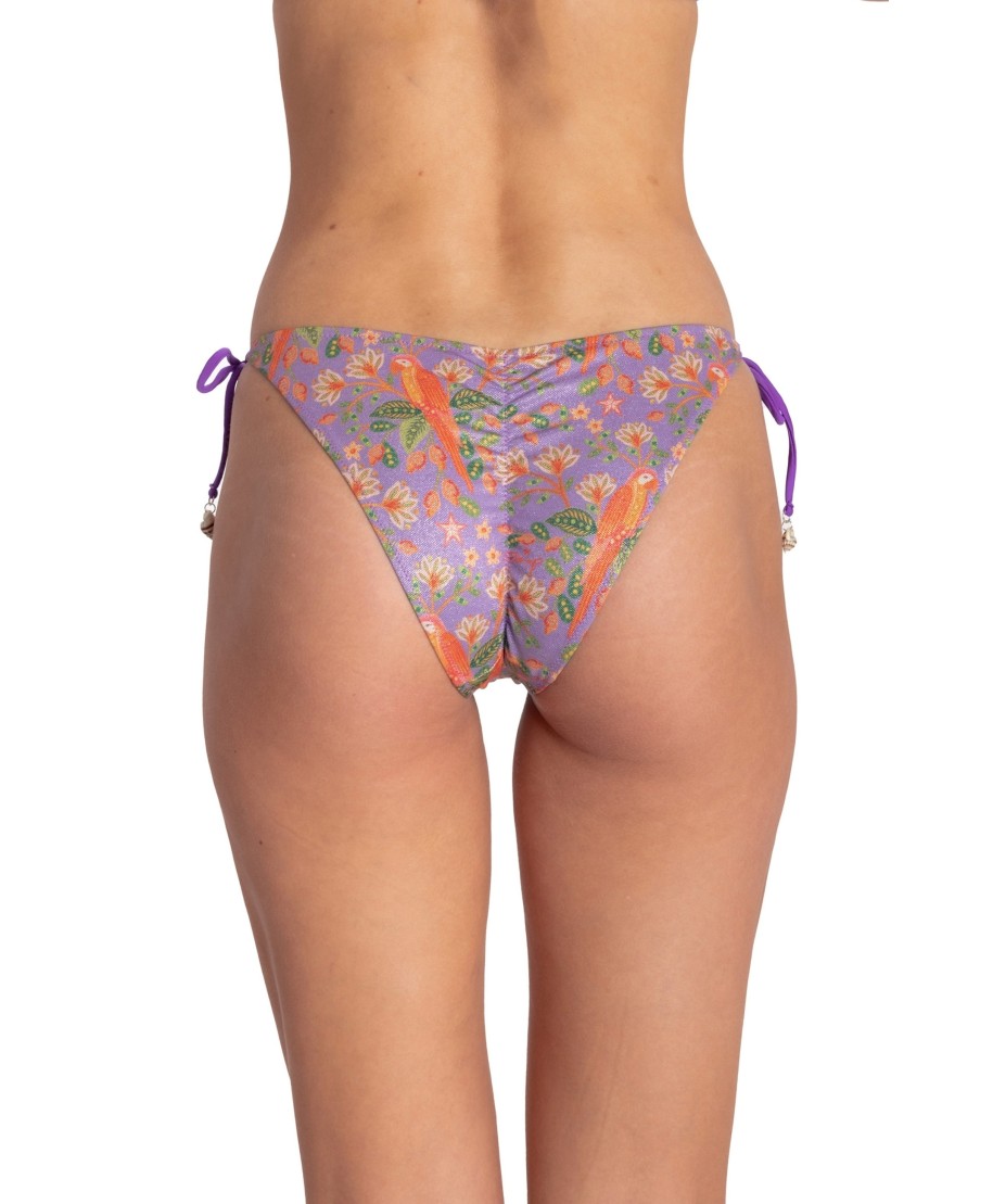 SLIP BIKINI BRASILIANA CON CONCHIGLIE STAMPA FLOWER BIRD